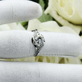 2ct Round Diamond Engagement Ring Floral Twisted Split Band 14k White Gold Over