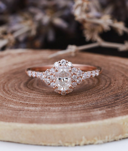 2.1ct Oval Cut VVS1D Diamond Engagement Ring 14k Rose Gold Finish Halo Solitaire