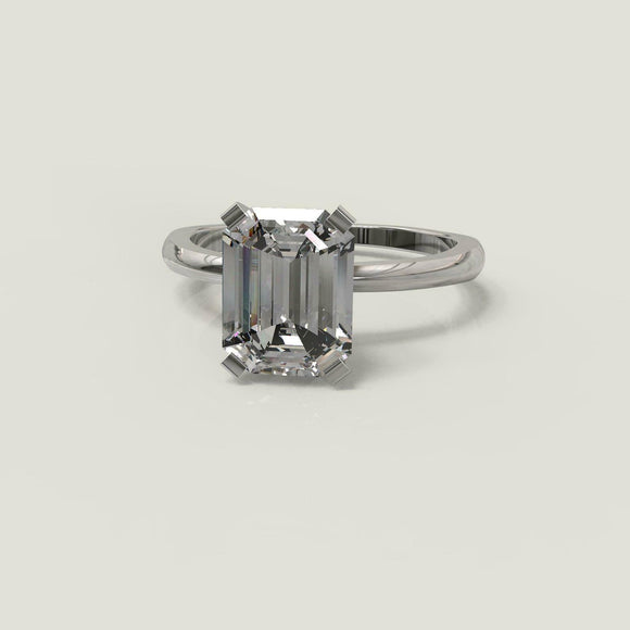 2.3ct Emerald Cut VVS1D Diamond Engagement Ring Solitaire 14k White Gold Finish