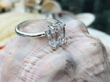 1.2ct Engagement Ring Emerald Cut Diamond 4 Prong Solitaire 14k WhiteGold Finish