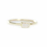 0.5ct Emerald Cut Diamond Engagement Ring Minimalist 14k Yellow Gold Finish