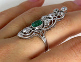 6Ct Cushion Cut Green Emerald Diamond Party Cocktail Ring 14K White Gold Finish