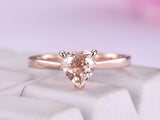 1ct Heart Cut Peach Morganite Engagement Ring Solitaire 14k Rose Gold Finish