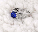 5ct Cushion Cut Blue Tanzanite Cluster Men Engagement Ring 14k White Gold Finish