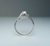 0.6ct Round Cut Diamond Engagement Ring 14k White Gold Finish Vintage Solitaire