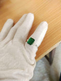 2ct Engagement Ring Emerald Cut Green Emerald Diamond Petite 14k White Gold Over