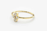 1ct Round Diamond Bezel Set 4 Stone Petite Minimalist Ring 14k YellowGold Finish