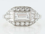 4.7ct Emerald Cut Diamond Engagement Ring Antique Vintage 14k White Gold Finish