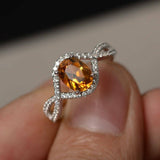 2ct Oval Cut Yellow Citrine Infinity Wedding Engagement Ring 14k White Gold Over