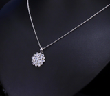 4ct Round Cut Diamond Floral Design for Women Pendant Chain 14k WhiteGold Finish