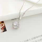 3Ct Round Cut Diamond Stylish Cube Design Pendant Chain 14K White Gold Finish