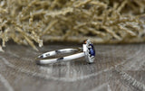 1ct Round Cut Blue Sapphire Engagement Ring 14k WhiteGold Over Diamond Solitaire