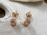 1ct Emerald Simulated Morganite Solitaire Stud Earrings 14k Yellow Gold Plated