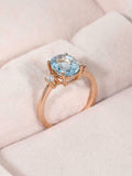 1.3ct Oval Cut Blue Aquamarine Diamond Trilogy Engagement Ring 14k RoseGold Over