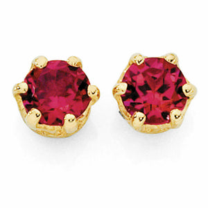 0.4ct Round Cut Red Ruby Solitaire Stud Solitaire Earring 14k Yellow Gold Finish