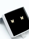 1ct Stud Earrings Round Cut Diamond Butterfly Design 14k Yellow Gold Finish