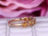 2ct Round Cut Yellow Citrine Engagement Ring Milgrain Promise 14k Rose Gold Over