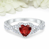 3Ct Heart Cut Red Garnet Diamond Split Shank Engagement Ring 14K White Gold Over