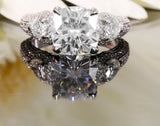 4ct Cushion Diamond Princess Gatsby Cocktail Engagement Ring 14k White Gold Over