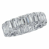 4.5ct Emerald Cut Diamond Wedding Ring Band Full Eternity 14k White Gold Finish