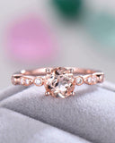 1.6Ct Round Peach Morganite Diamond Accents Engagement Ring 14K Rose Gold Finish