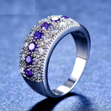 4ct Round Purple Amethyst Wedding Band Ring 14k White Gold Finish Half Eternity