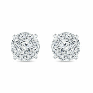 2Ct Round Cut Diamond Elegant Cluster Stud Earrings Women 14K White Gold Finish