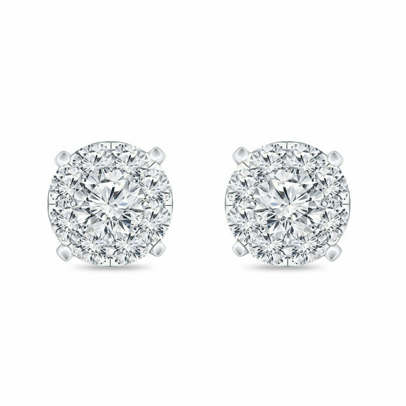 2Ct Round Cut Diamond Elegant Cluster Stud Earrings Women 14K White Gold Finish