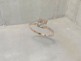 2ct Princess Diamond Engagement Ring Round Accent Solitaire 14k Rose Gold Finish