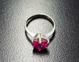 1.5ct Engagement Ring Heart Cut Pink Ruby Solitaire Women 14k White Gold Finish