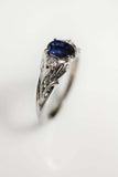 1ct Pear Cut Blue Sapphire Engagement Ring Petal Leaf Trilogy 14k WhiteGold Over