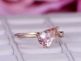 1ct Pear Cut Morganite Engagement Ring Two Stone Minimalist 14k Rose Gold Finish