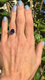 2.1ct Engagement Ring Oval Cut Sapphire Round Diamond Accent 14k YellowGold Over