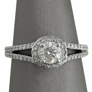 2.3Ct Round Cut Diamond Split Shank Halo Engagement Ring 14K White Gold Finish