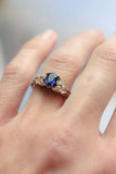 1ct Pear Cut Blue Sapphire Engagement Ring Petal Leaf Trilogy 14k WhiteGold Over