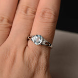 1ct Oval Cut Blue Aquamarine Trilogy Wedding Engagement Ring 18k White Gold Over