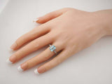 3ct Emerald Cut Blue Aquamarine Accent with Solitaire Ring 14k White Gold Finish