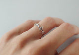 Leaf Vine Petite Engagement Ring 14k White Gold Finish