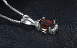 1.7ct Red Garnet Pendant Oval Cut Diamond Petite 14k White Gold Finish NO CHAIN