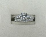 5Ct Round Cut Diamond Bridal Set Solitaire Accents Ring Band 14K White Gold Over