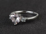 1.4ct Engagement Ring Heart Cut Peach Morganite Three Stone 14k WhiteGold Finish