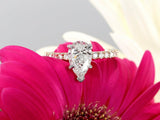 1.9ct Pear Cut Diamond Solitaire Engagement Ring for Women 14k Rose Gold Finish