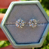 1.25ct Round Cut Moissanite Solitaire Stud Women Earrings 14k White Gold Plated