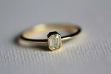 0.6ct Emerald Cut Diamond Engagement Ring 14k Yellow Gold Finish Minimalist