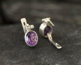 2ct Stud Earrings Oval Cut Purple Amethyst Stylish Partywear 14k White Gold Over