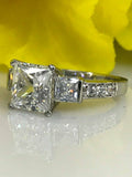 2ct Princess Cut Diamond 3 Stone Solitaire Engagement Ring 14k White Gold Finish