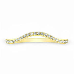 0.7ct Round Cut VVS1 Diamond Wedding Band Stackable Curved 14k YellowGold Finish