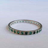 1ct Wedding Ring Band Round Cut Green Emerald Full Eternity 14k WhiteGold Finish