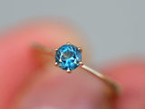 1ct Engagement Ring Round Cut London Blue Topaz Solitaire 14k Yellow Gold Finish