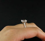 4 Prong Solitaire Engagement Ring 1.5ct Oval Cut Diamond 14k White Gold Finish